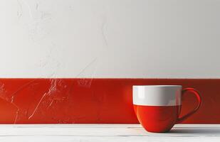 AI generated red coffee cup against a white backdrop photo