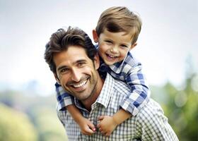 AI generated father and son having fun Outdoor photo