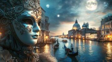 AI generated A captivating Venetian carnival backdrop photo