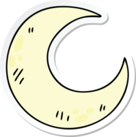 sticker of a quirky hand drawn cartoon crescent moon png