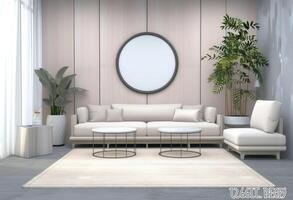 AI generated modern modern furniture in an ultramodern minimalistic living room photo