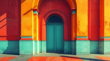 AI generated Vibrant and Colorful Architectural Detail photo