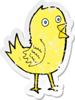 retro distressed sticker of a cartoon tweeting bird png