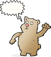 oso que agita de dibujos animados con burbujas de discurso png