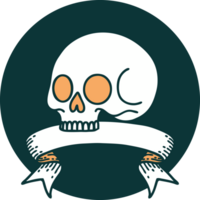 icon with banner of a skull png