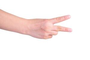 hand on isolated background clipping path photo