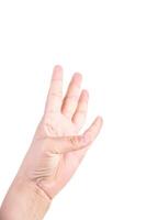 one hand on isolated background clipping path .Hands are counting numbers photo