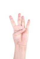 one hand on isolated background clipping path .Hands are counting numbers photo