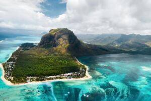 A bird's eye view of Le Morne Brabant on the island of Mauritius photo