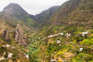 top view of the mountains on the island of La Gomera, Canary Islands, Spain.Beautiful landscape of Homer Island photo