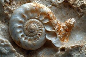 AI generated Textures of antique Shells in stone. Wallpaper background photo