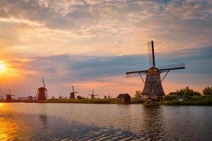 Windmills at Kinderdijk in Holland. Netherlands photo