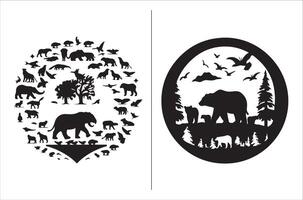 Earth Day Silhouette for creative design and print on Demand. vector