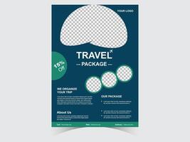 Travel business promotion flyer design template design.Travelling, tourism or summer holiday tour online marketing flyer, post or poster with abstract graphic background and logo vector