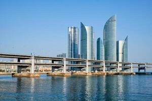 Busan skyscrapers and Gwangan Bridge, South Korea photo