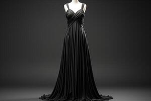 AI generated Elegant evening black long women's dress on a mannequin. Generated by artificial intelligence photo