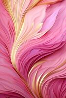 AI generated Vertical background with pink and gold feather pattern. Generated by artificial intelligence photo