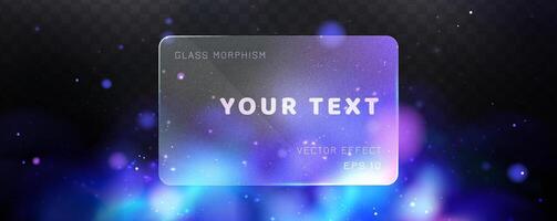 Effect glass morphism. Vector illustration of blue abstract background with glowing particles.   Eps 10