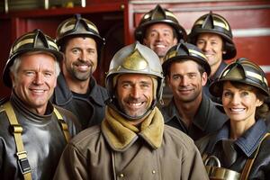 AI generated Firefighter team service photo