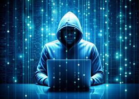 AI generated Internet crime concept. Hacker photo