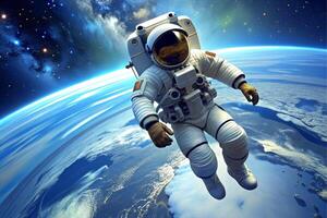 AI generated astronaut Earth world planet photo