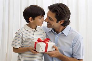 AI generated father boy son gift photo