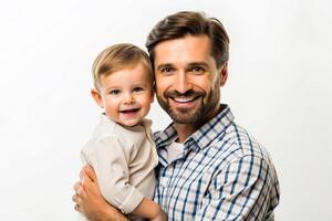 AI generated Father holding son boy photo