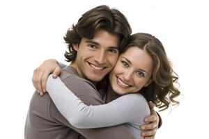 AI generated young Couple hugging photo