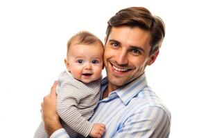 AI generated father and baby white background photo