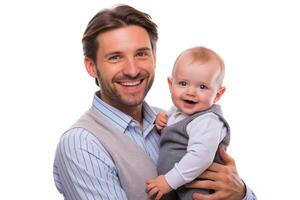 AI generated father and baby white background photo