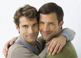 AI generated happy gay couple love Rainbow love photo