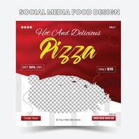 Delicious menu pizza food restaurant social media post and square web banner template vector