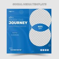 Travel and vacation square social media banner post template. Travel agency ads banner vector