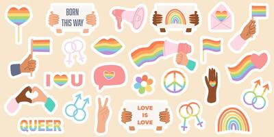 Set of stickers, Pride month concept, gender equality, people diversity vector