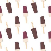 Fruit and chocolate popsicle ice cream on a stick. Seamless pattern in vector flat style.