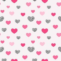 Repeated hearts drawn by hand. Cute seamless pattern. Endless romantic print. Vector illustration.