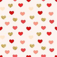Repeated hearts drawn by hand. Cute seamless pattern. Endless romantic print. Vector illustration.