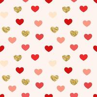 Repeated hearts drawn by hand. Cute seamless pattern. Endless romantic print. Vector illustration.