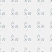 Seamless pattern. Plant in blossom, branch with flower ink sketch. Template for a business card, banner, poster, notebook, invitation, wallpaper. Vector illustration for your design.