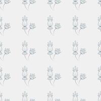 Seamless pattern. Plant in blossom, branch with flower ink sketch. Template for a business card, banner, poster, notebook, invitation, wallpaper. Vector illustration for your design.