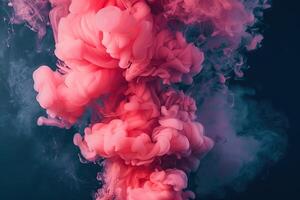 AI generated pink smoke on a dark background, abstract wallpaper bright clouds on black photo