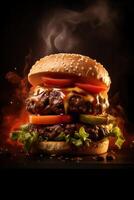 AI generated Cinematic photography of a hamburger photo
