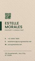 Green Cream Elegant Property Consultant Business Card Vertical template