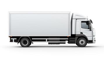 AI generated White realistic truck template. Delivery or logistic concept. Generative ai. photo