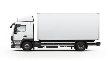 AI generated White realistic truck template. Delivery or logistic concept. Generative ai. photo