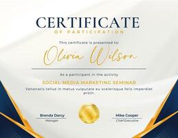 White Gold Elegant Marketing Participation Certificate template