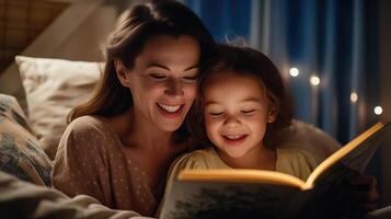 AI generated Parental Bonding - Mother and Daughter Enjoy Reading Time photo