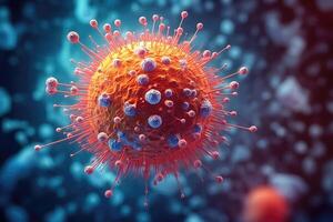 AI generated Virus Invasion - Close-Up of a Virus Cell in the Human Body photo