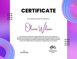 modern 3d gradient marketing certificate template