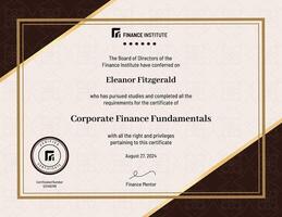Brown  Modern Finance Certificate template